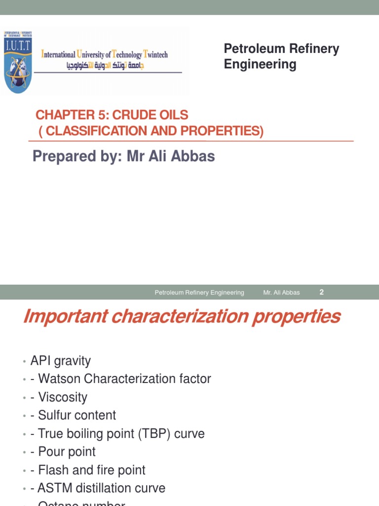 Chapter 5 Crude Oils (Classification and Properties) PP PDF