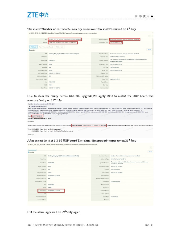 Rca and solution of rnc502 number of correctable memory errors over