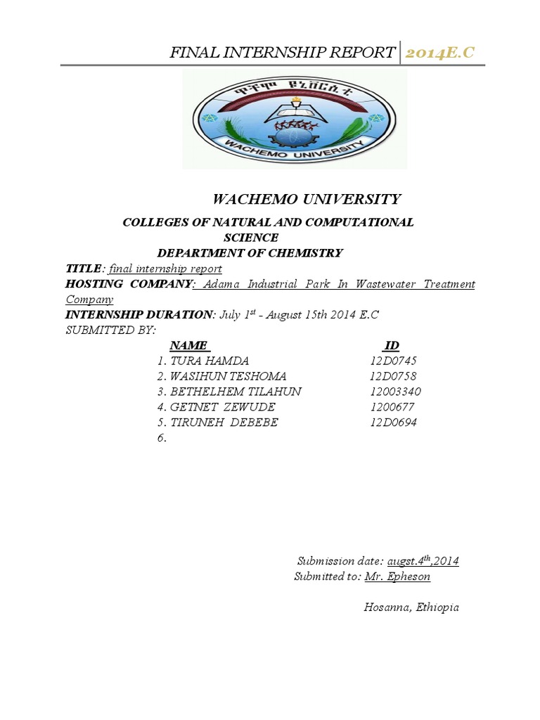 Final Internship Report PDF Sewage Treatment Reclaimed Water