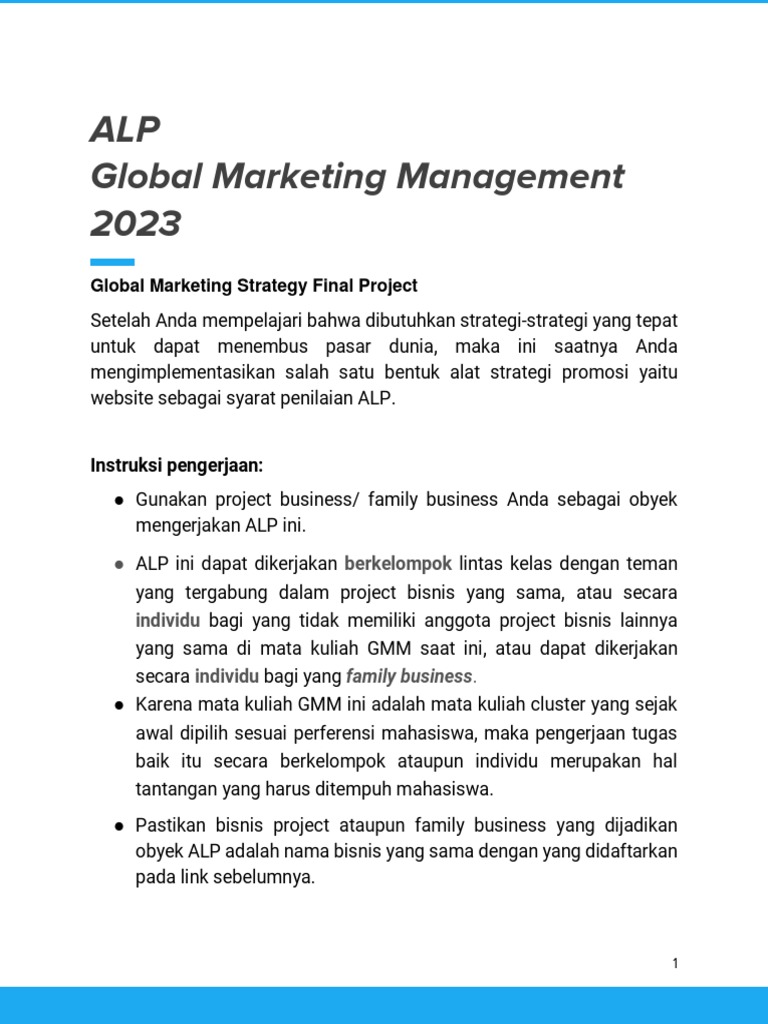 Alp Global Marketing Management 2023 Pdf