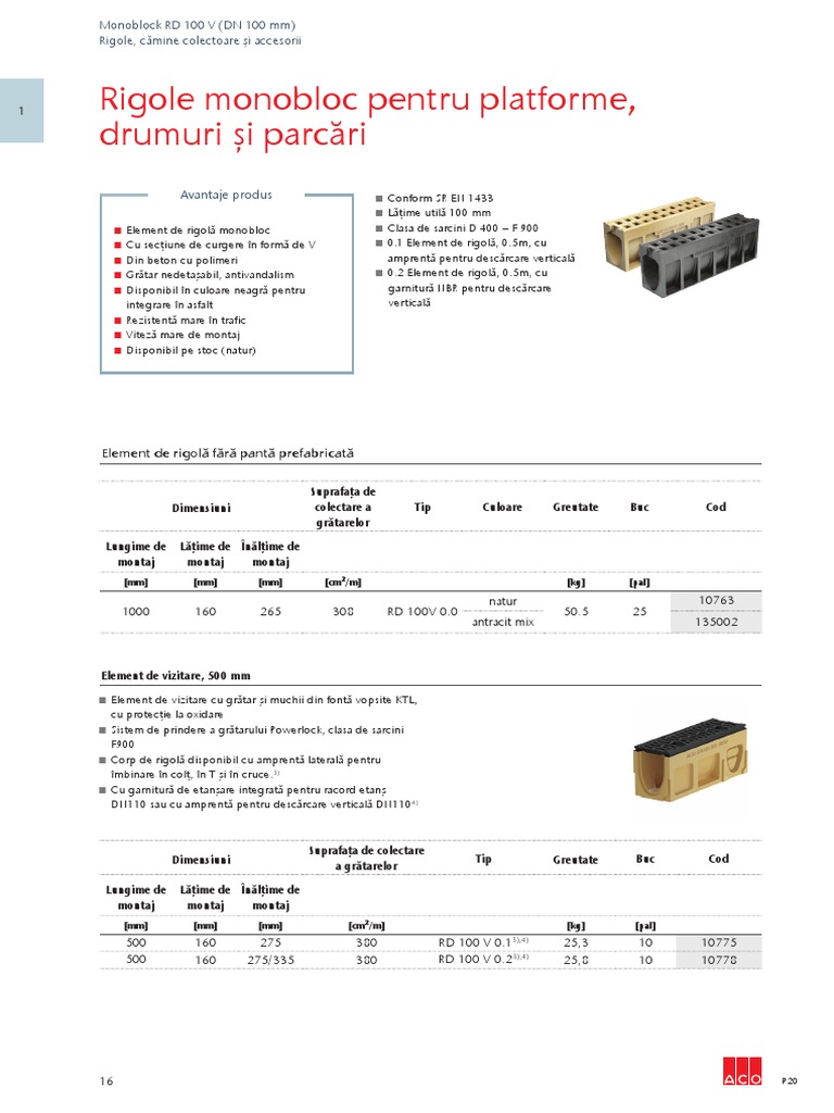 Rigole ACO Drain Monoblock RD 100 P22 | PDF