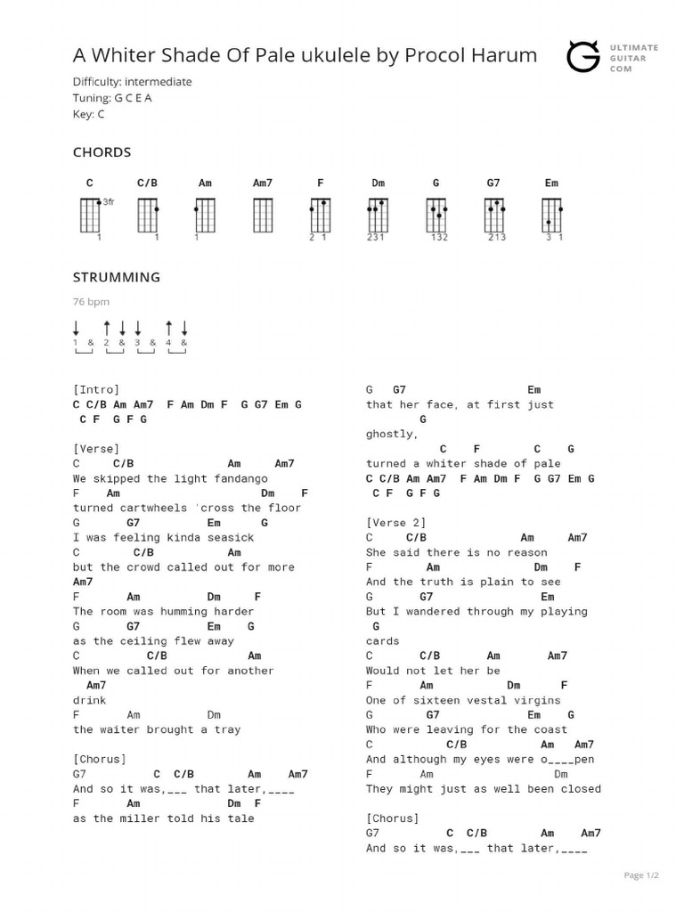 A Whiter Shade of Pale Ukulele PDF