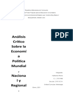 Análisis Crítico Sobre La Economía Política Mundial Nacional y Regional