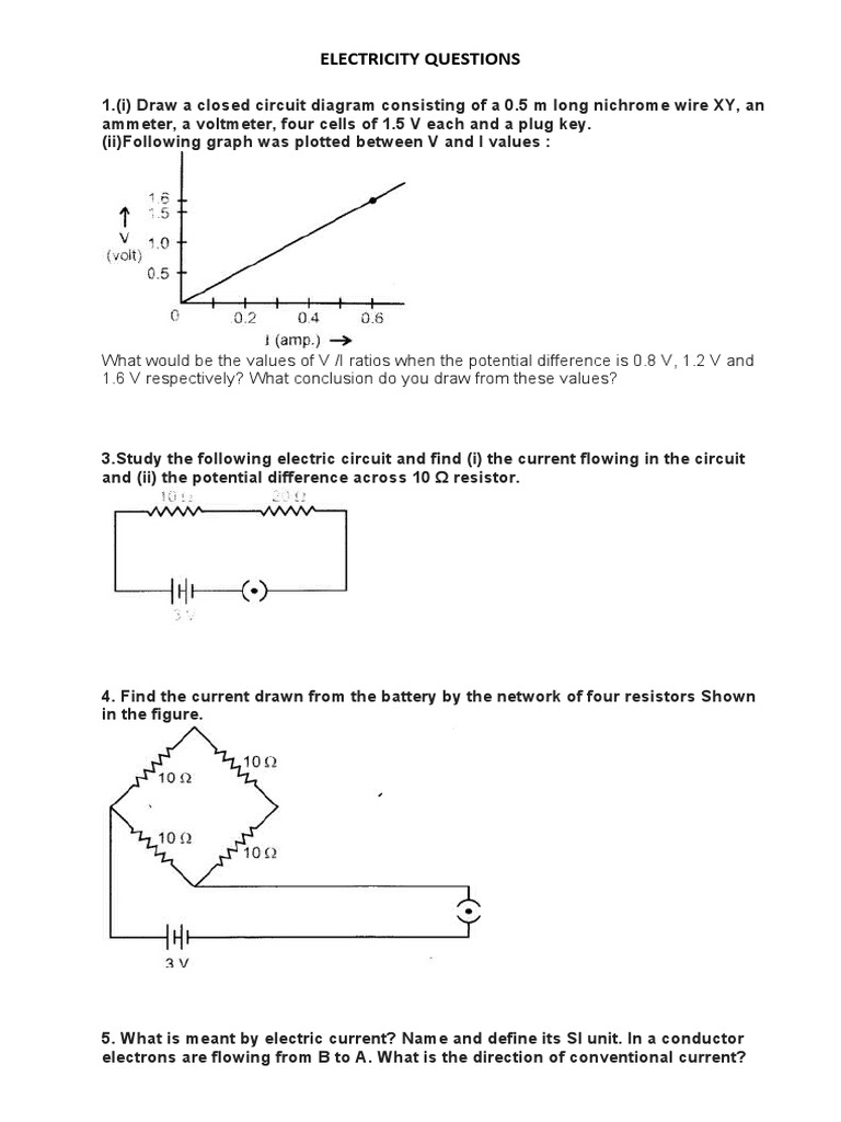 Electricity Questions PDF