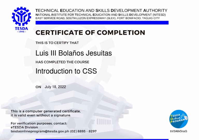 x14 (3) Certificate TESDA CSS | PDF