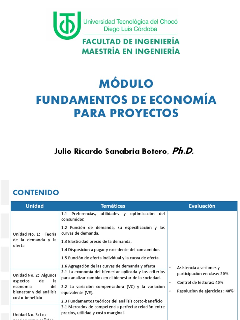 Fundamentos de Economía para Proyectos | PDF | Oferta y demanda ...