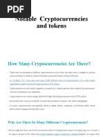 Different Types of Notable Cryptocurrancies and Tokens