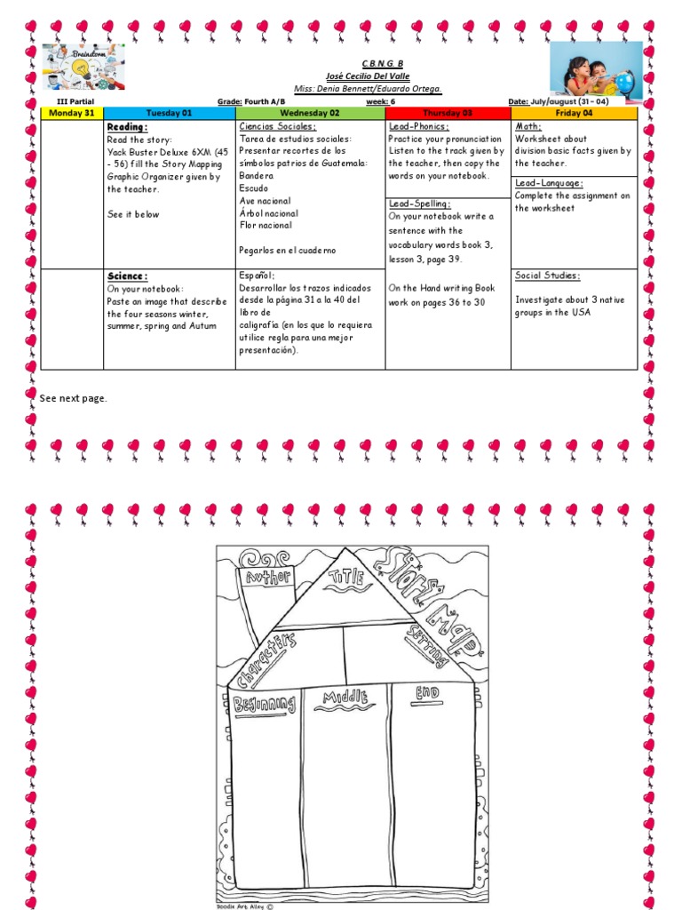 Fourth grade agenda w6 pdf