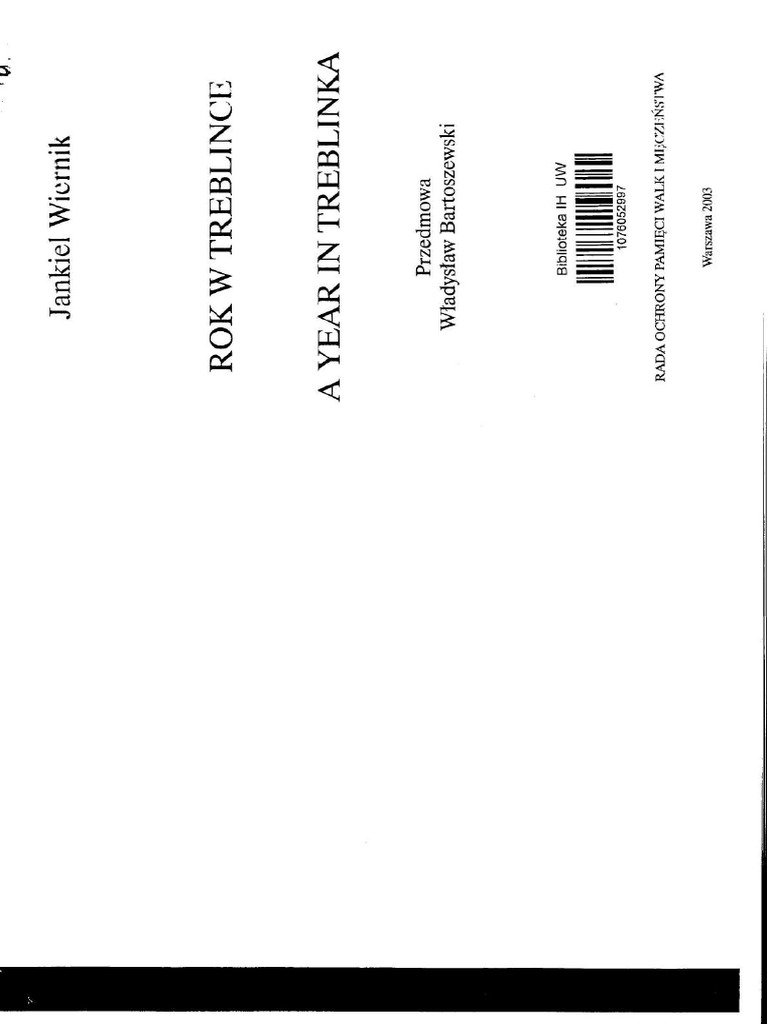 Historia Jankiel Wiernik Rok W Treblince PDF