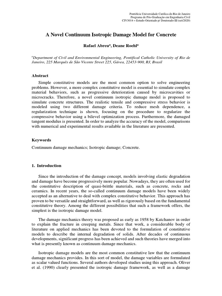 Isotropic Damage Model for Concrete | PDF
