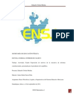 Actividad,Exposición de motivos de la iniciativa de reformas constitucionales, Bases F,L, y O, Eduardo Cobián Medina, Matemáticas 1.