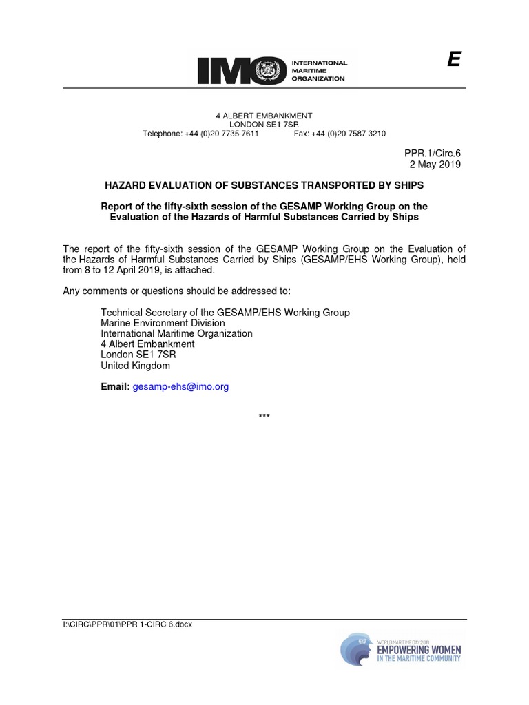 Ppr.1 Circ.6 Gesamp Ehs List PDF Sodium Hydroxide Hazards