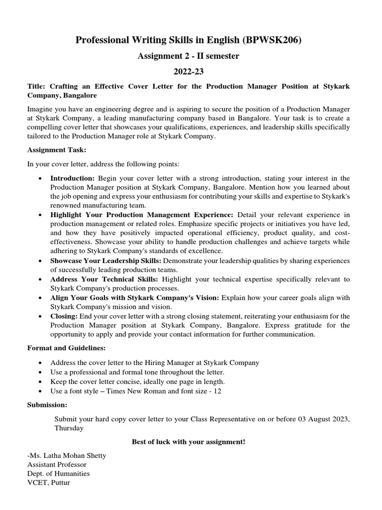 Assignment 2 professional writing skills in english pdf