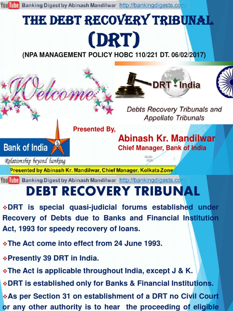Debts Recovery Tribunals and Appellate TribunalsDRT DART PDF