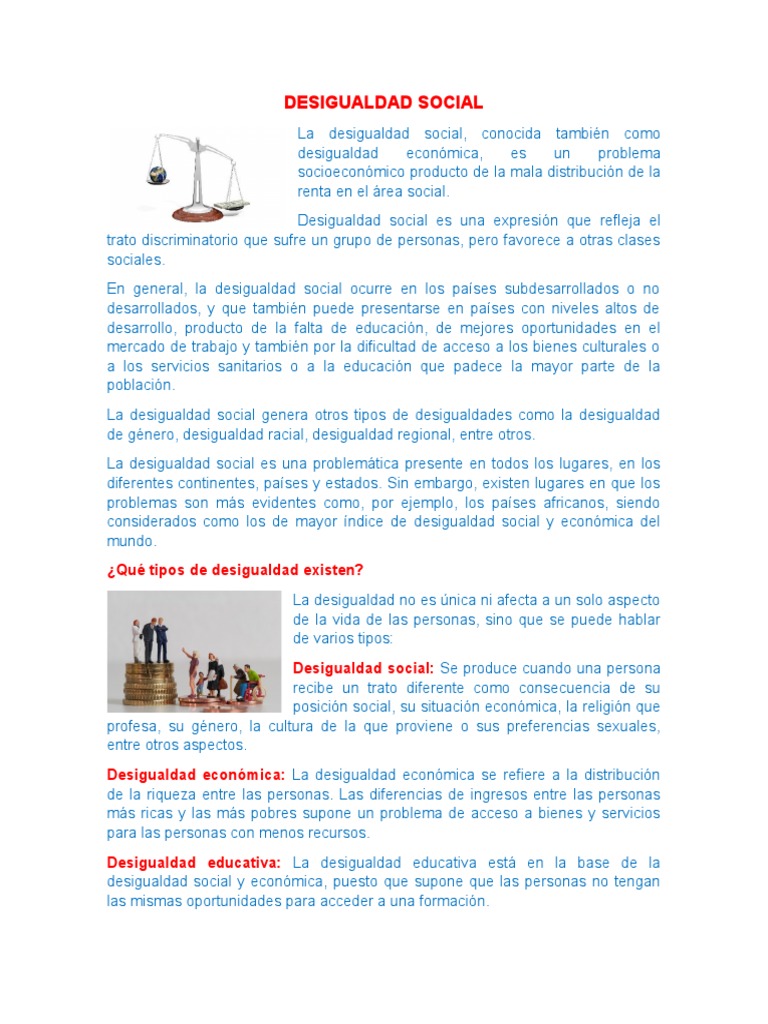 Desigualdad Social y sus Tipos | PDF | Desigualdad social ...