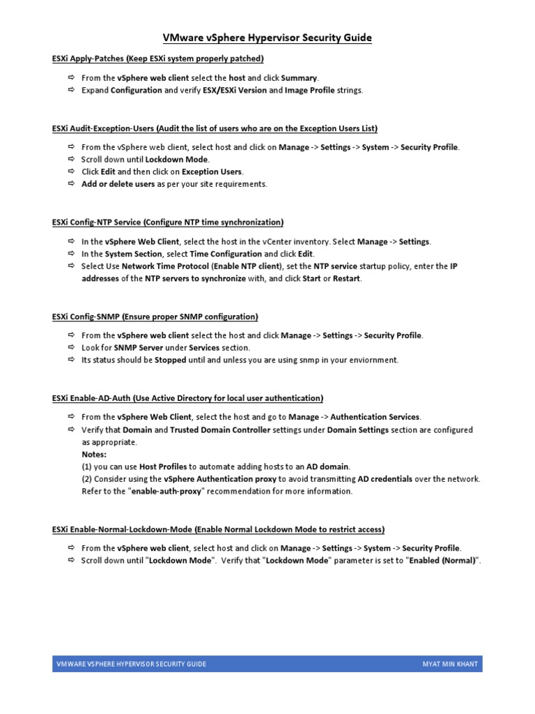 ESXi Security Best Practices Guide | PDF | World Wide Web | Internet & Web