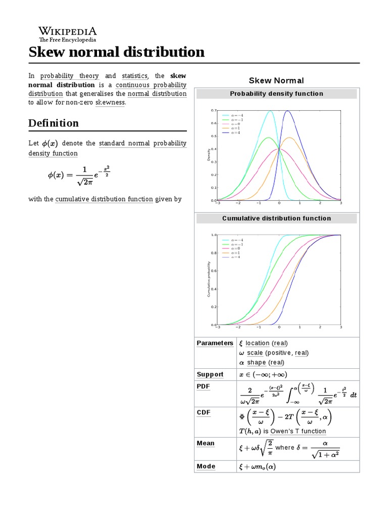 Skew Normal Distribution | PDF | Normal Distribution | Probability ...