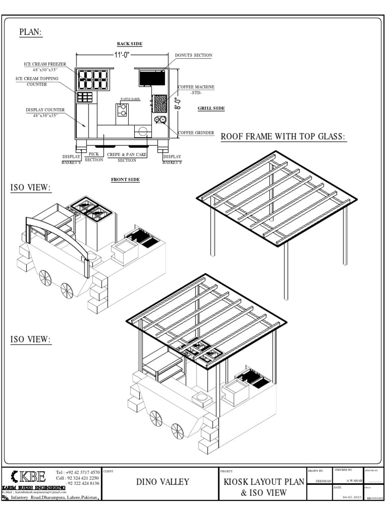 Kiosk Layout Plan & Iso View PDF Food And Drink Preparation Desserts
