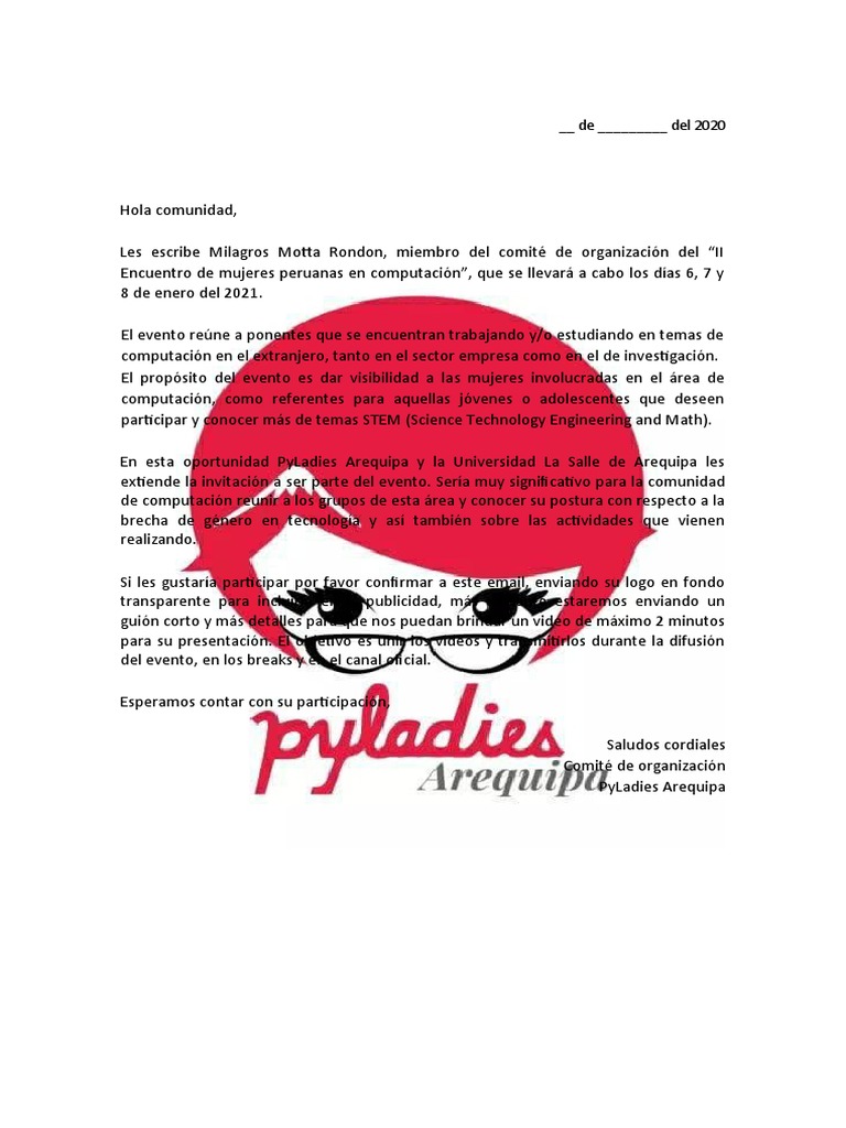 Carta de Invitacion PDF