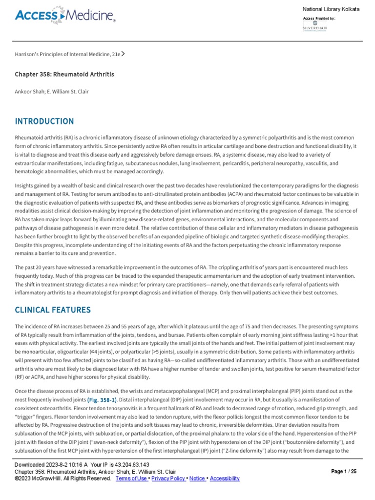 Rheumatoid Arthritis Overview and Insights | PDF