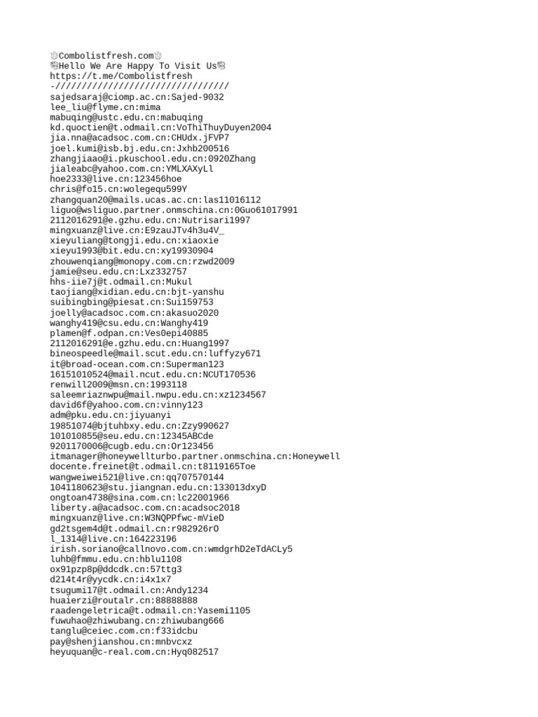 180K ComboLIST China HQ | PDF