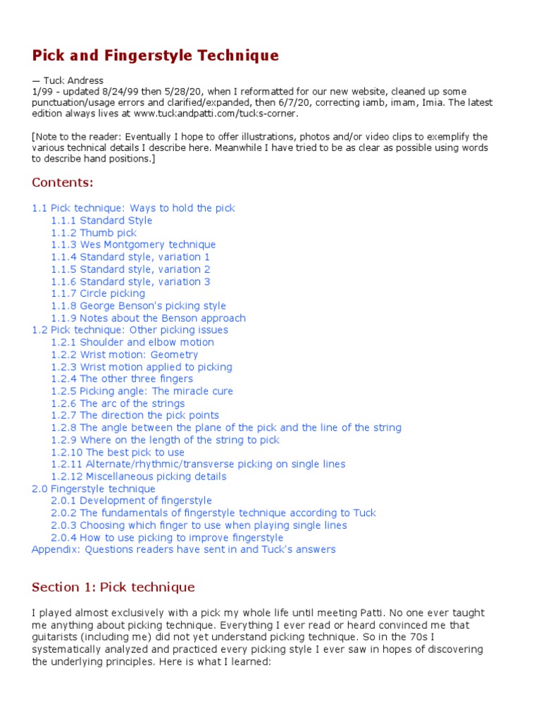 Pick and Fingerstyle Technique 6!7!20 Version PDF