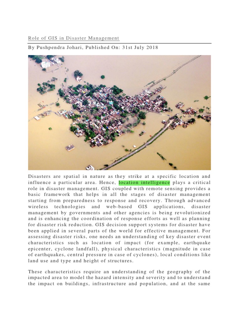 Role Of Gis In Disaster Management Pdf Applied And