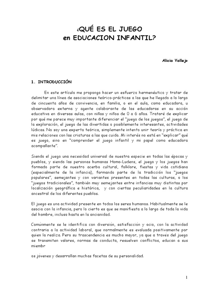 El Juego en la Educación Infantil | PDF | Aprendizaje | Las emociones