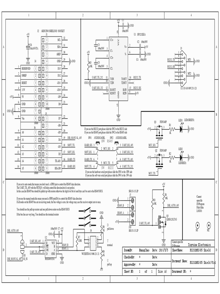 RS232-485 Shield Schematic | PDF