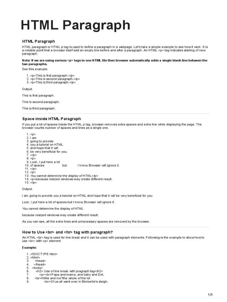 10.HTML Paragraph | PDF | Html Element | Html