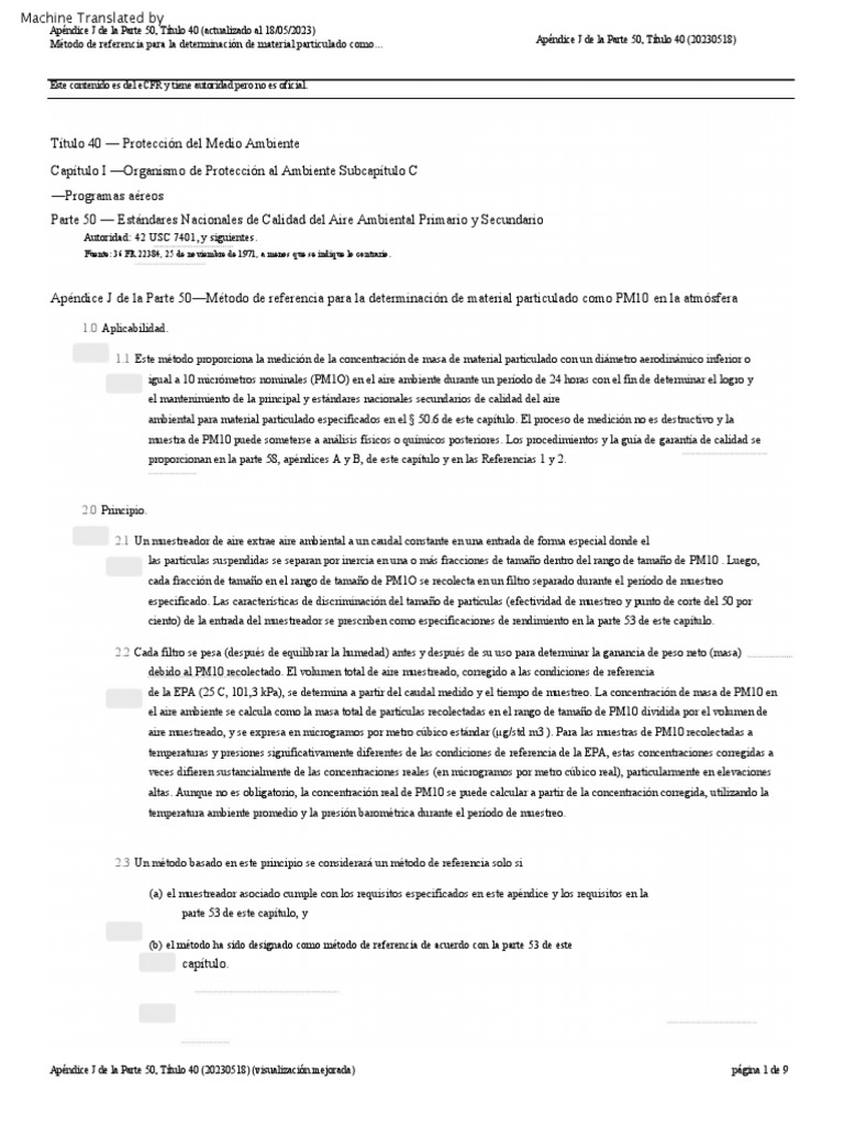 Método de referencia PM10 en aire | PDF | Partículas | Muestreo ...