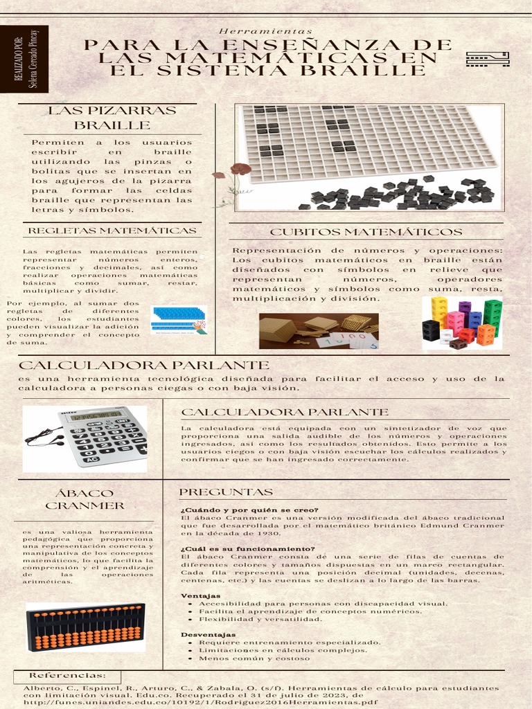 Herramientas Matemáticas en Braille | PDF | Calculadora | Multiplicación