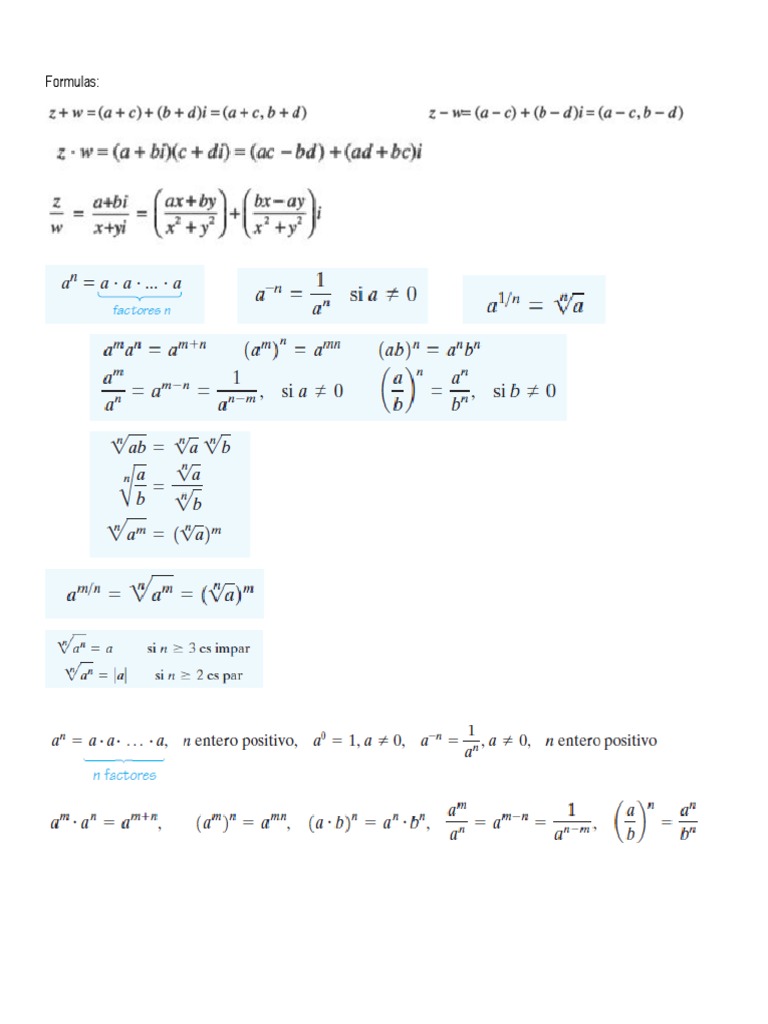 Formulas Matemáticas | PDF