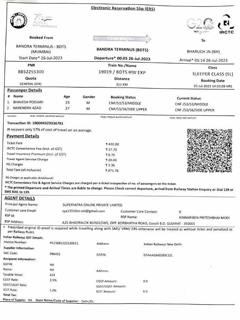 Train Tickets PDF Payments Business