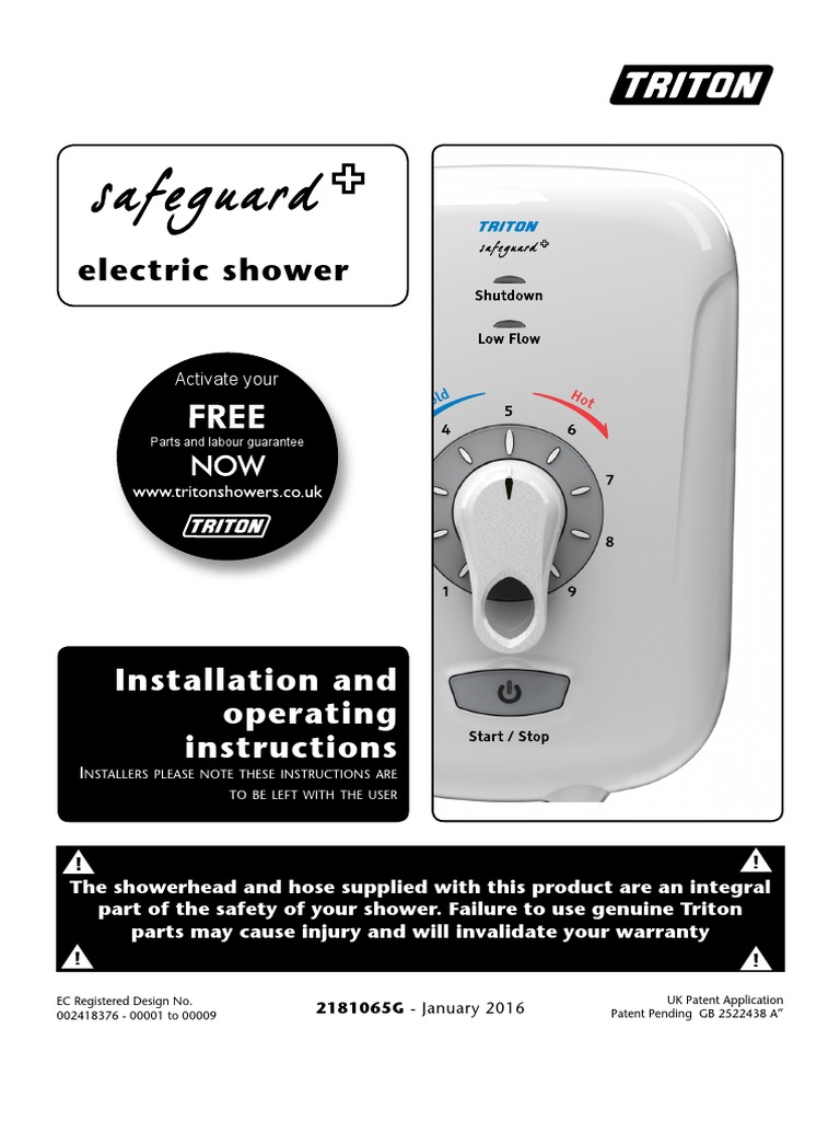 Triton Safeguard Plus Electic Shower Instructions Download Free PDF