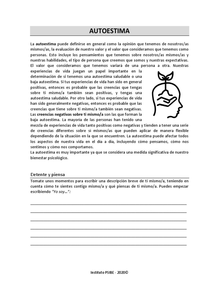 Comprendiendo la Autoestima y su Impacto | PDF | Autoestima | Pensamiento