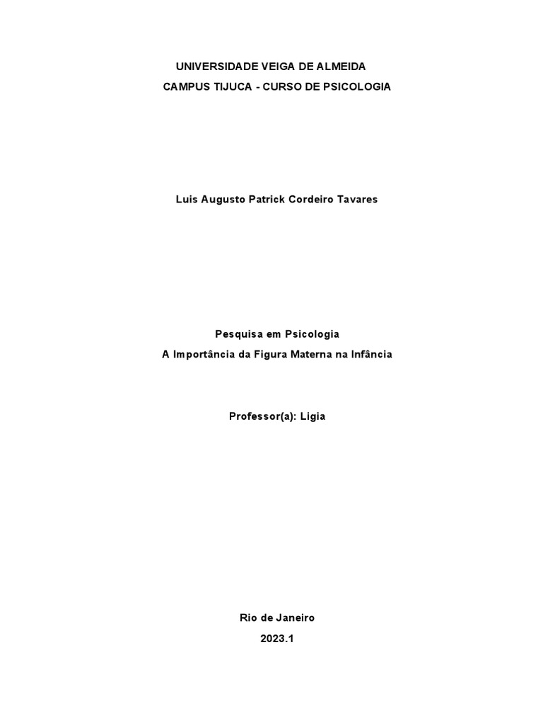Projeto de TCC Psicologia | PDF | Sigmund Freud | Jacques Lacan