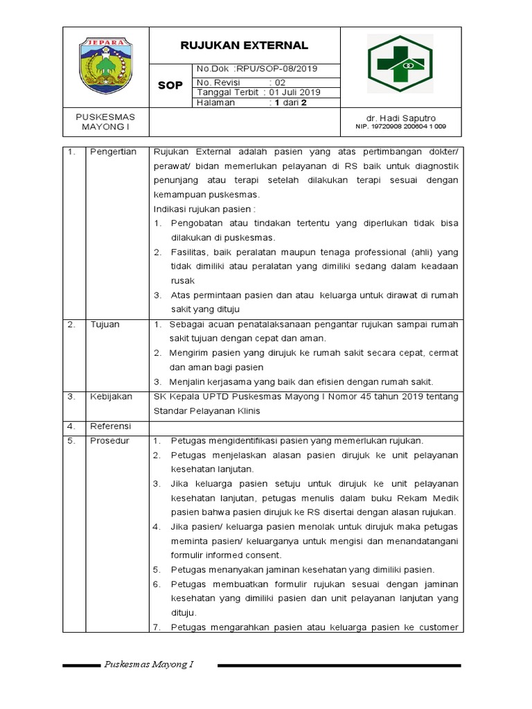 Prosedur Rujukan Pasien Puskesmas Mayong I | PDF | Pengembangan Diri ...
