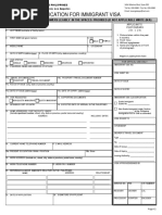 FA Form No. 3 Immigrant Visa Application