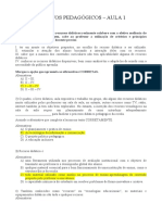 SIMULADO Conhecimentos Pedagógicos Aula 1 Gabarito