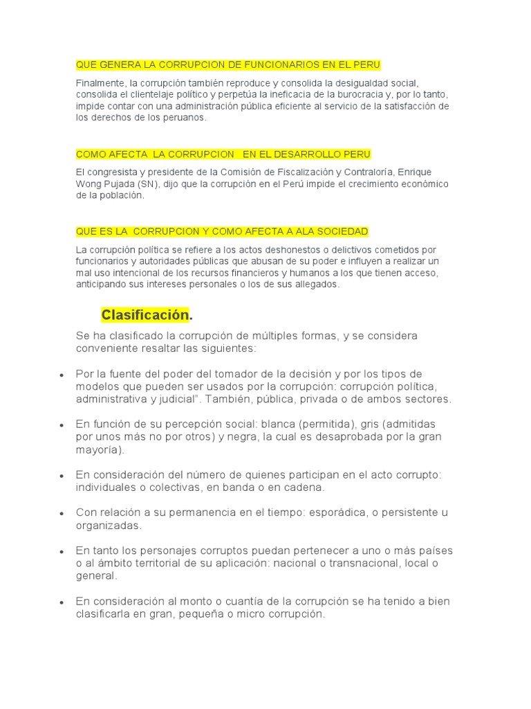 Corrupcion | PDF | Corrupción política | Perú
