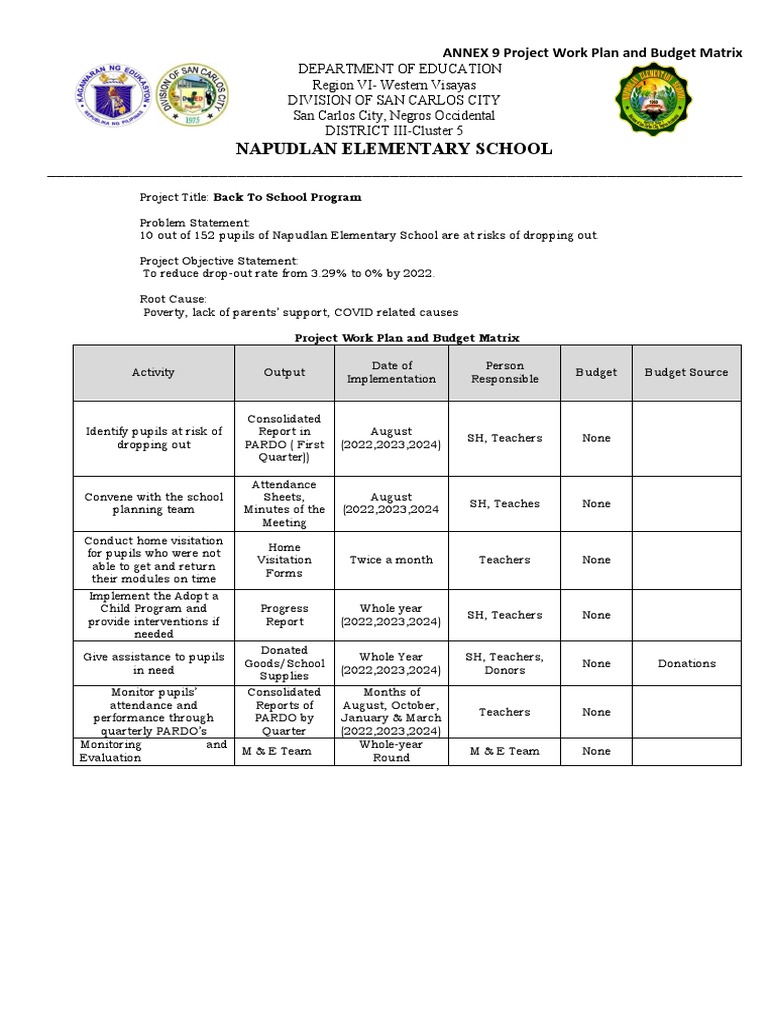 Back to School Program Work Plan | PDF
