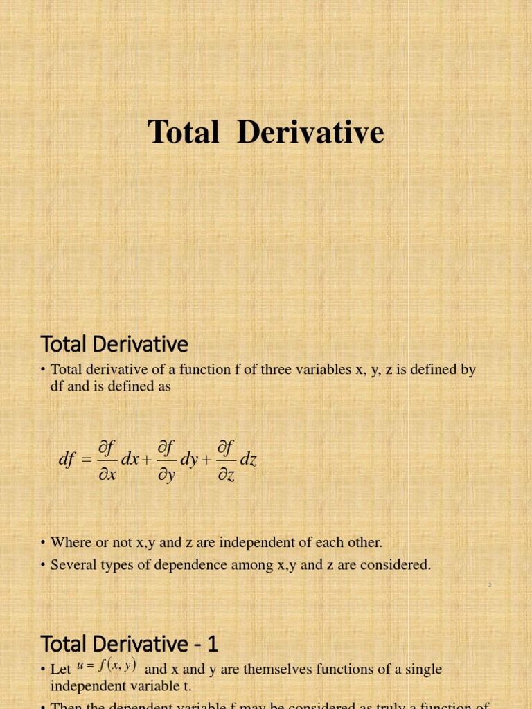 Total Derivative Pdf Derivative Function Mathematics