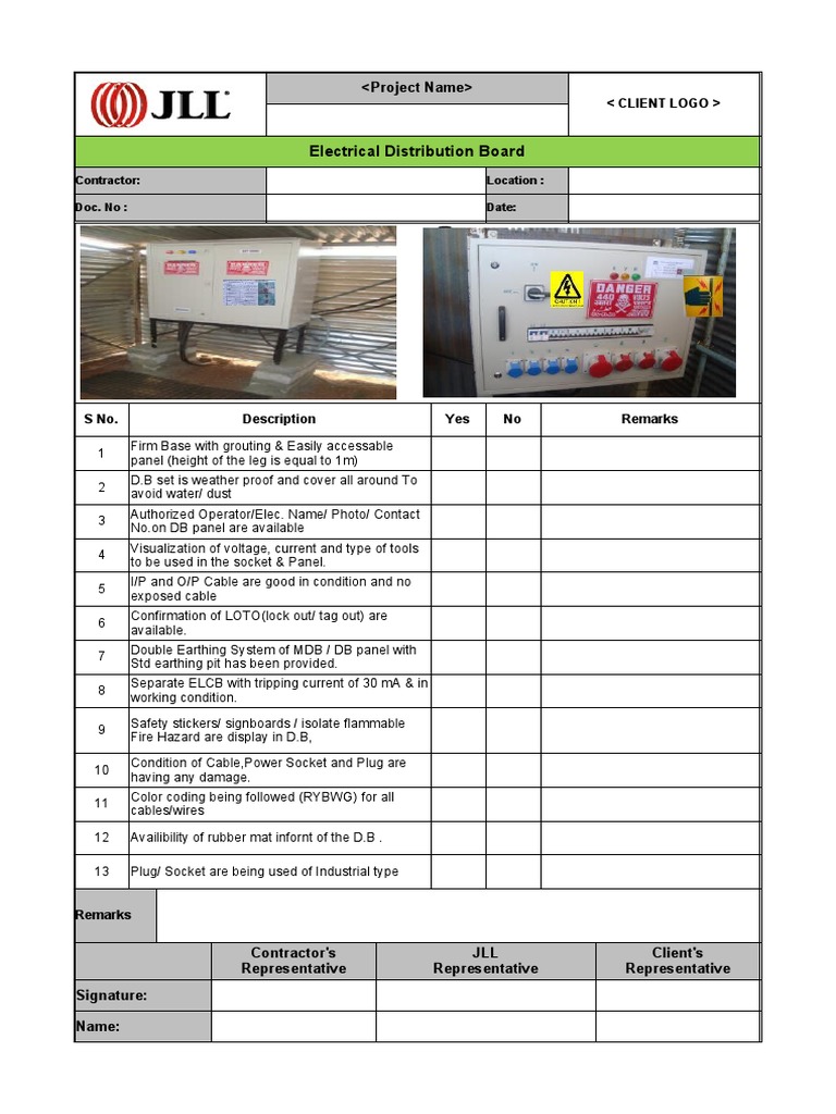 Electrical Equipment Safety Checklist | PDF | Electrical Connector | Leak