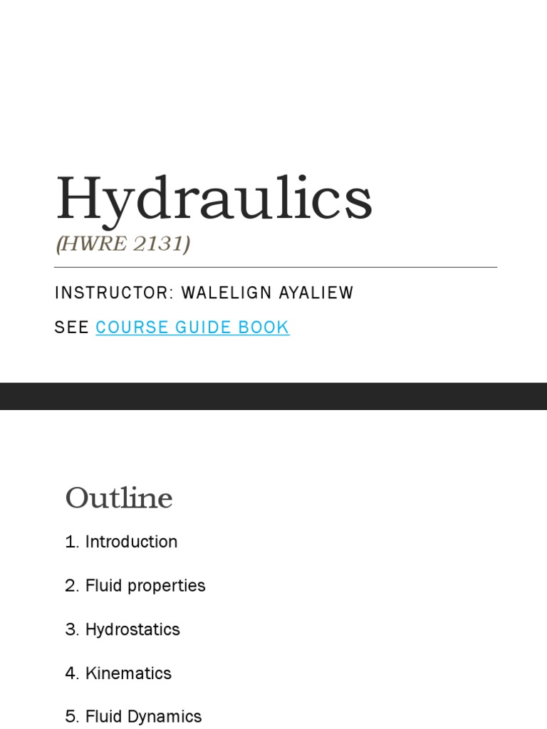 Hydraulics Course Overview | PDF | Science & Mathematics