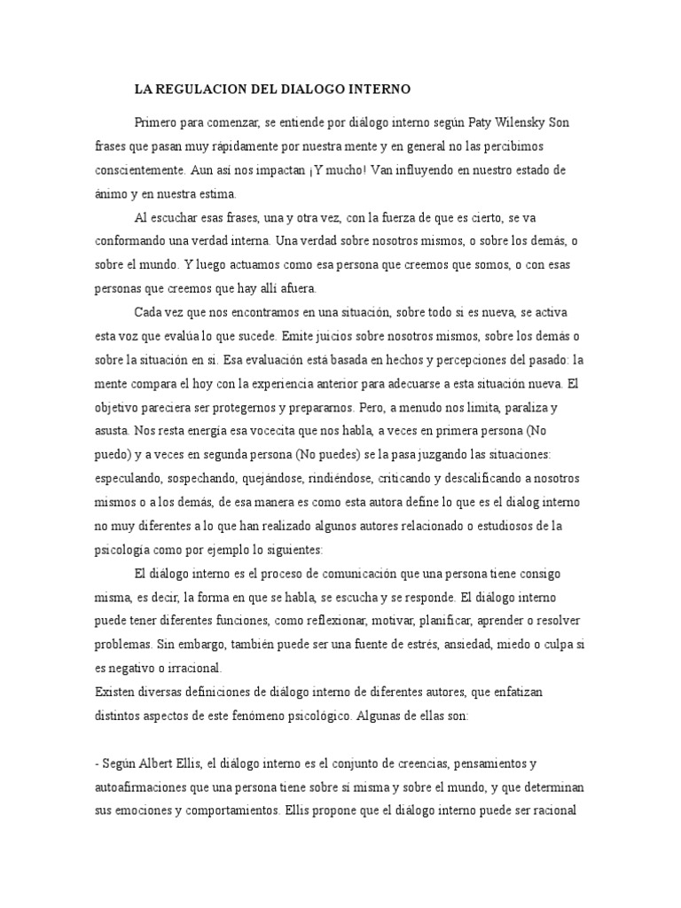 Regulación del Diálogo Interno Positivo | PDF | Terapia racional de ...