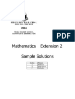Mathematics Extension 2 Sample Solutions: Sydney Boys High School