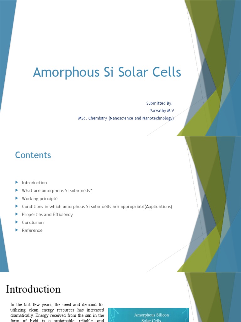 Amorphous Silicon Solar Cell Overview | PDF | Solar Cell | Thin Film ...