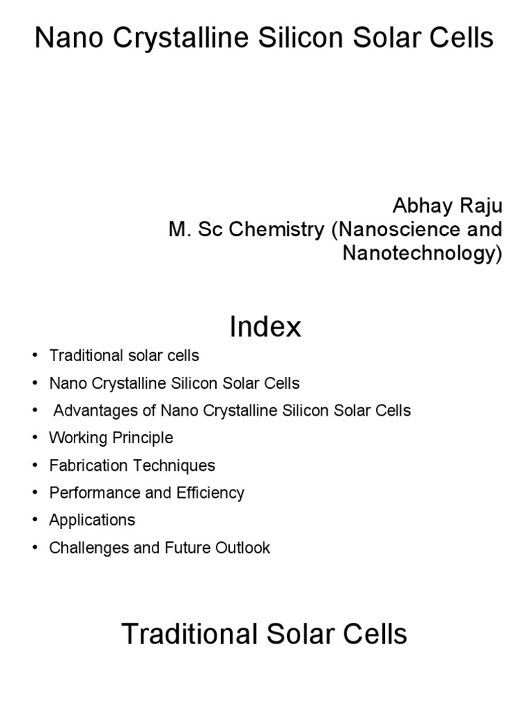 Nano Crystalline Silicon Solar Cells PDF Solar Cell Thin Film