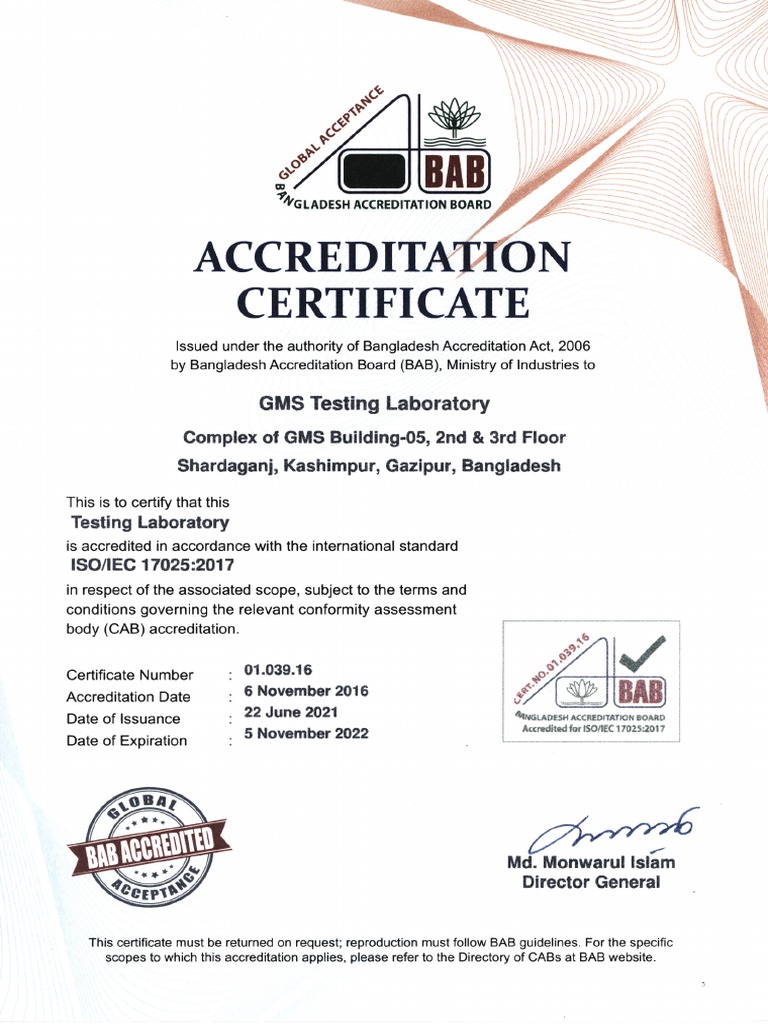GMS Testing Laboratory Accreditation Scope | PDF | Textiles | Secondary ...